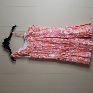 GB GIRLS Orange Ruffles Floral Print Dress large